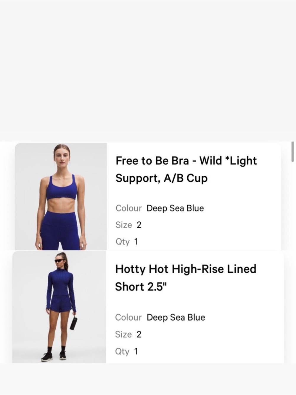 lululemon athletica Free to Be Bra and hotty hot shorts in Deep Sea Blue